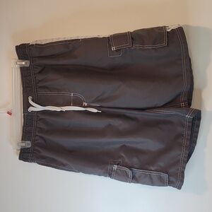 Kanu Surf Board Shorts Gray Swim Beach Cargo Pockets Lined Drawstring Men's L